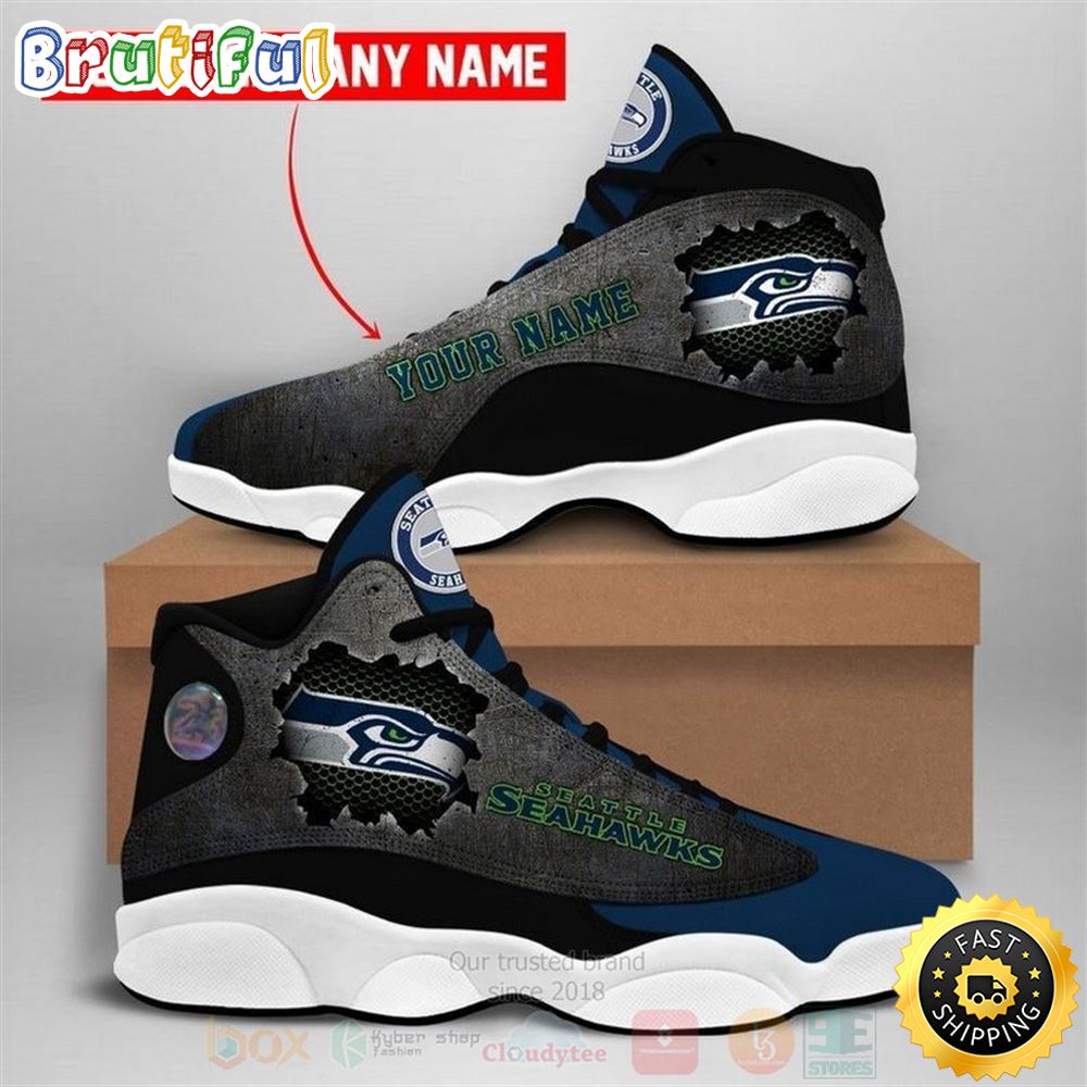 Seattle Seahawks Nfl Football Team Custom Name Air Jordan 13 Shoes 2 ymoeum
