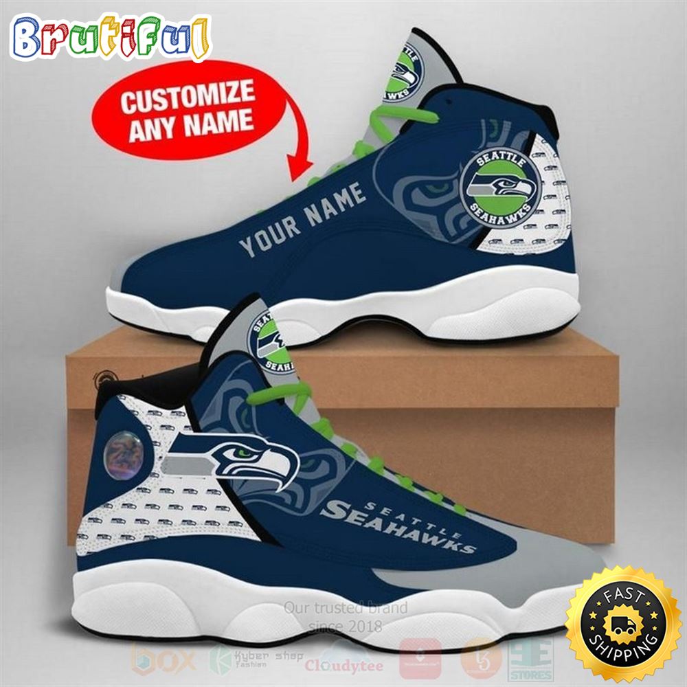 Seattle Seahawks Nfl Football Team Custom Name Air Jordan 13 Shoes aj1sn1