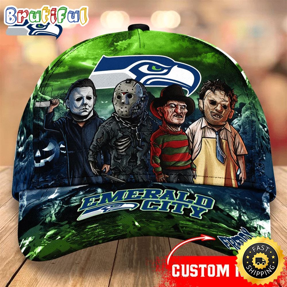 Seattle Seahawks Nfl Personalized Trending Cap Mixed Horror Movie Characters hjki25