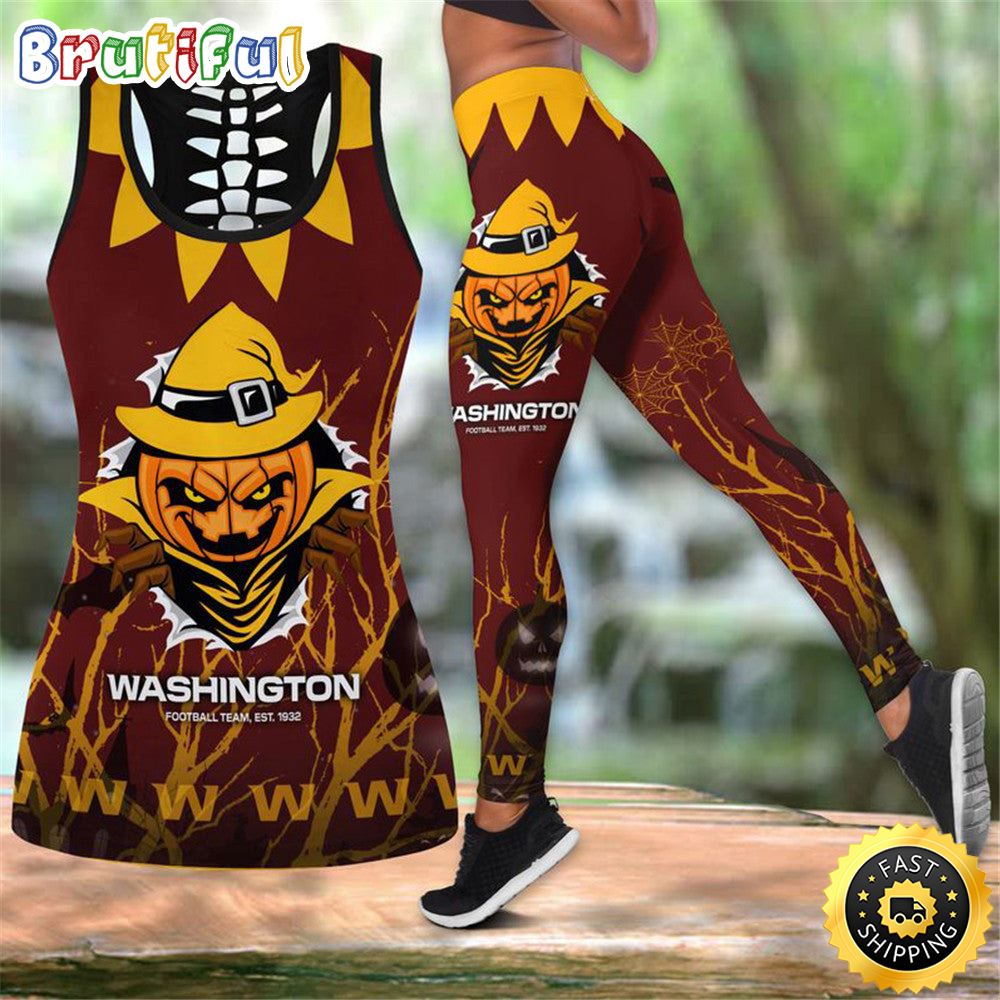 Washington Commanders Pumpkin Halloween All Over Print 3D Tank Top Leggings Perfect Gift For Halloween 1 dgoxv0