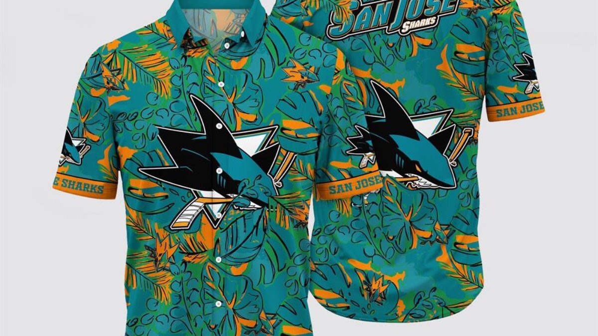 NHL San Jose Sharks Hawaiian Shirt Tropical Leaf Pattern Summer