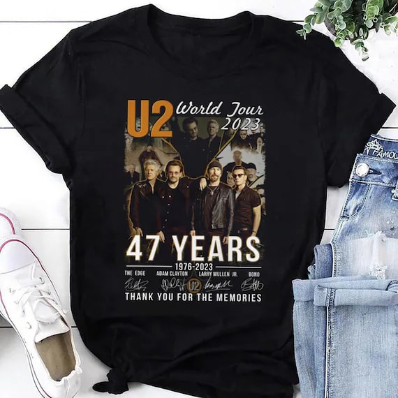 47 Years U2 Band Signature Shirt U2 Band Shirt Achtung Baby ztnj6m