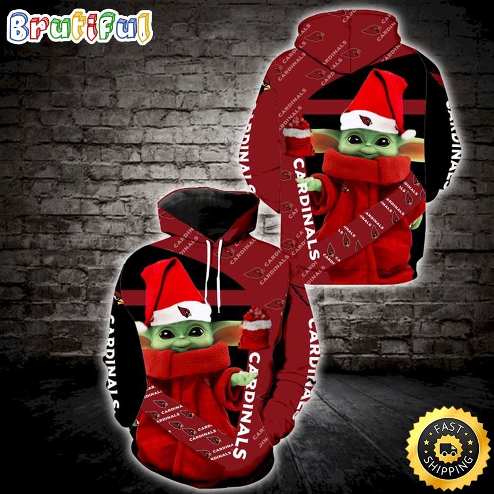 Arizona Cardinals Yoda Christmas 3d Hoodie All Over Print kifyvm