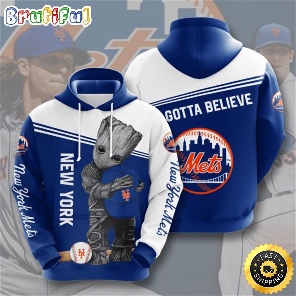 Baby Groot New York Mets 3d Printed Hoodie aejvxk