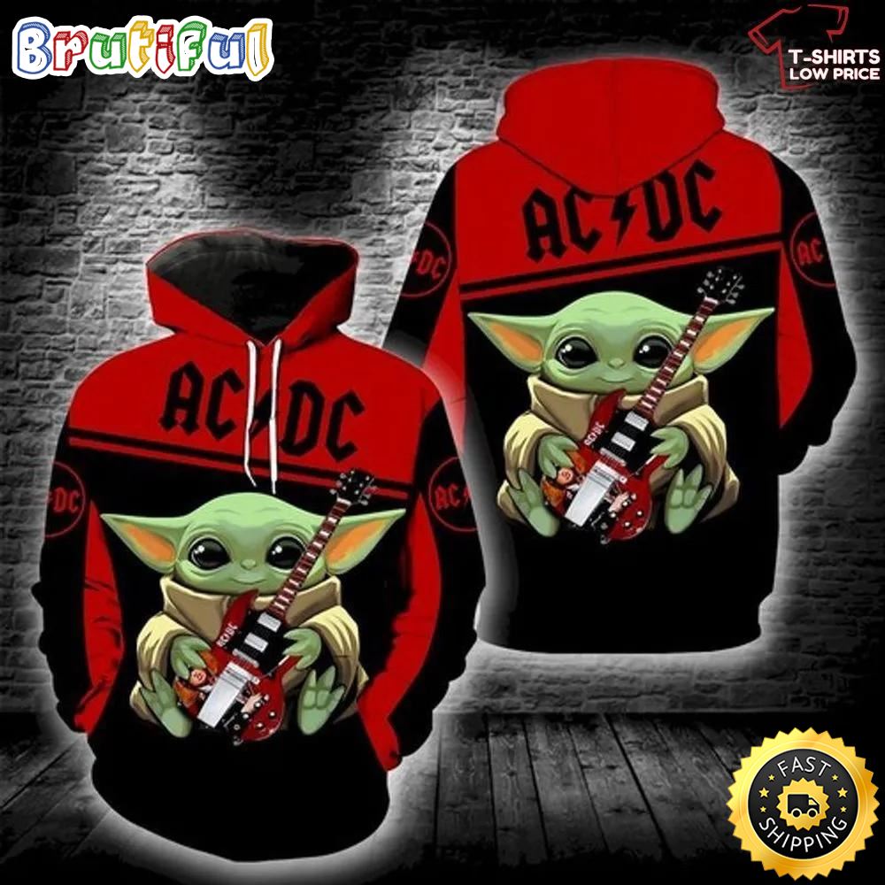 Baby Yoda Ac Dc 3d Hoodie For Men Women fovbvj