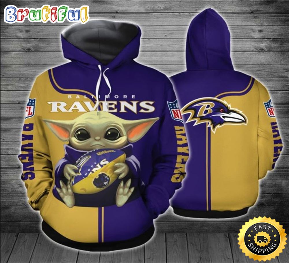 Baltimore Ravens Yoda 3d Hoodie All Over Print Baltimore Ravens Nfl Gifts dh7q2x