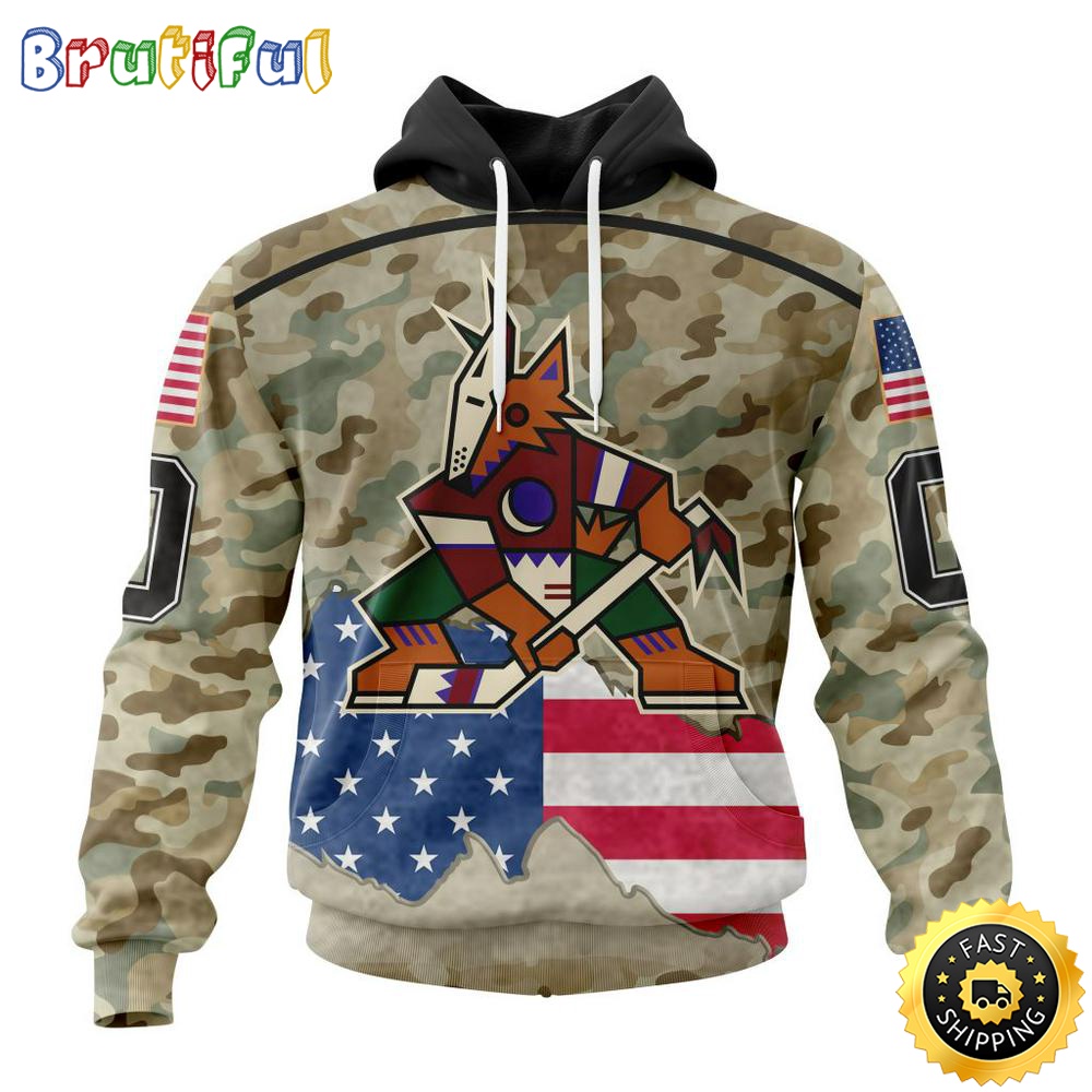 Custom NHL Arizona Coyotes Hoodie Specialized Kits For United State With Camo Color All Over Print Hoodie Unisex Tshirt Hoodie nhjxtt