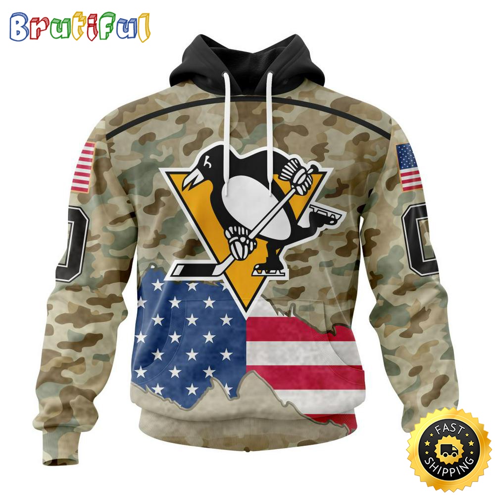 Custom NHL Pittsburgh Penguins Hoodie Specialized Kits For United State With Camo Color All Over Print Hoodie Unisex Tshirt Hoodie olwxbd