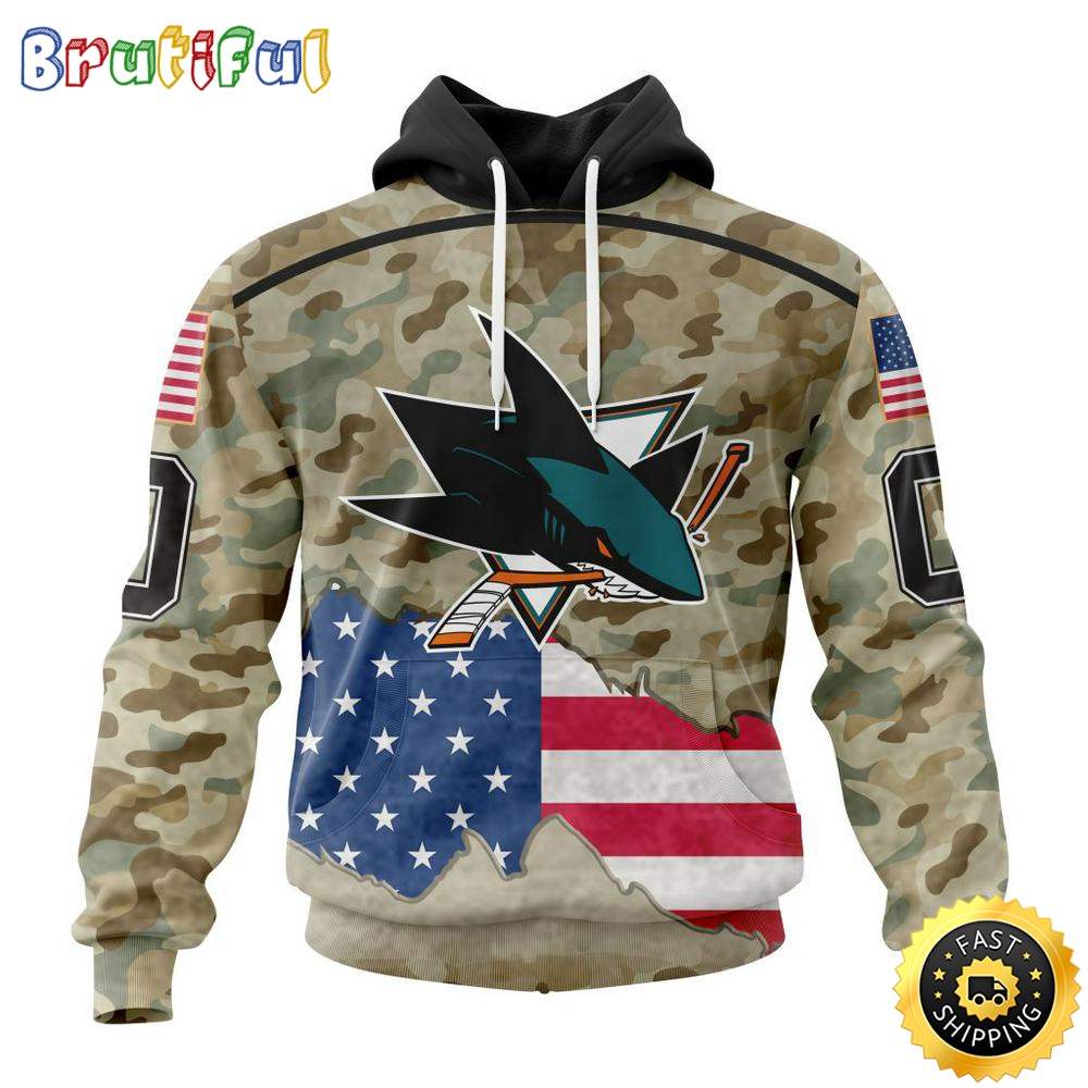 Custom NHL San Jose Sharks Hoodie Specialized Kits For United State With Camo Color All Over Print Hoodie Unisex Tshirt Hoodie sjau8u