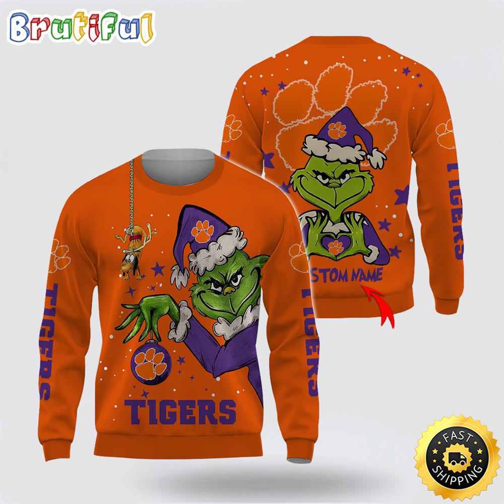 Custom Name NCAA Clemson Tigers Ugly Sweater Grinch Funny Christmas Football Sweater 1 aagft1.jpg