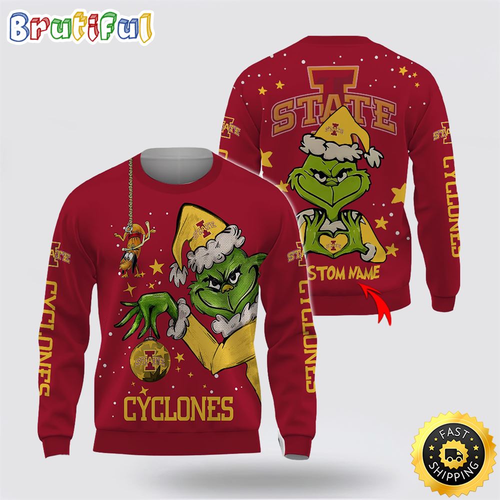 Custom Name NCAA Iowa State Cyclones Ugly Sweater Grinch Funny Christmas Football Sweater 1 j5erdg.jpg