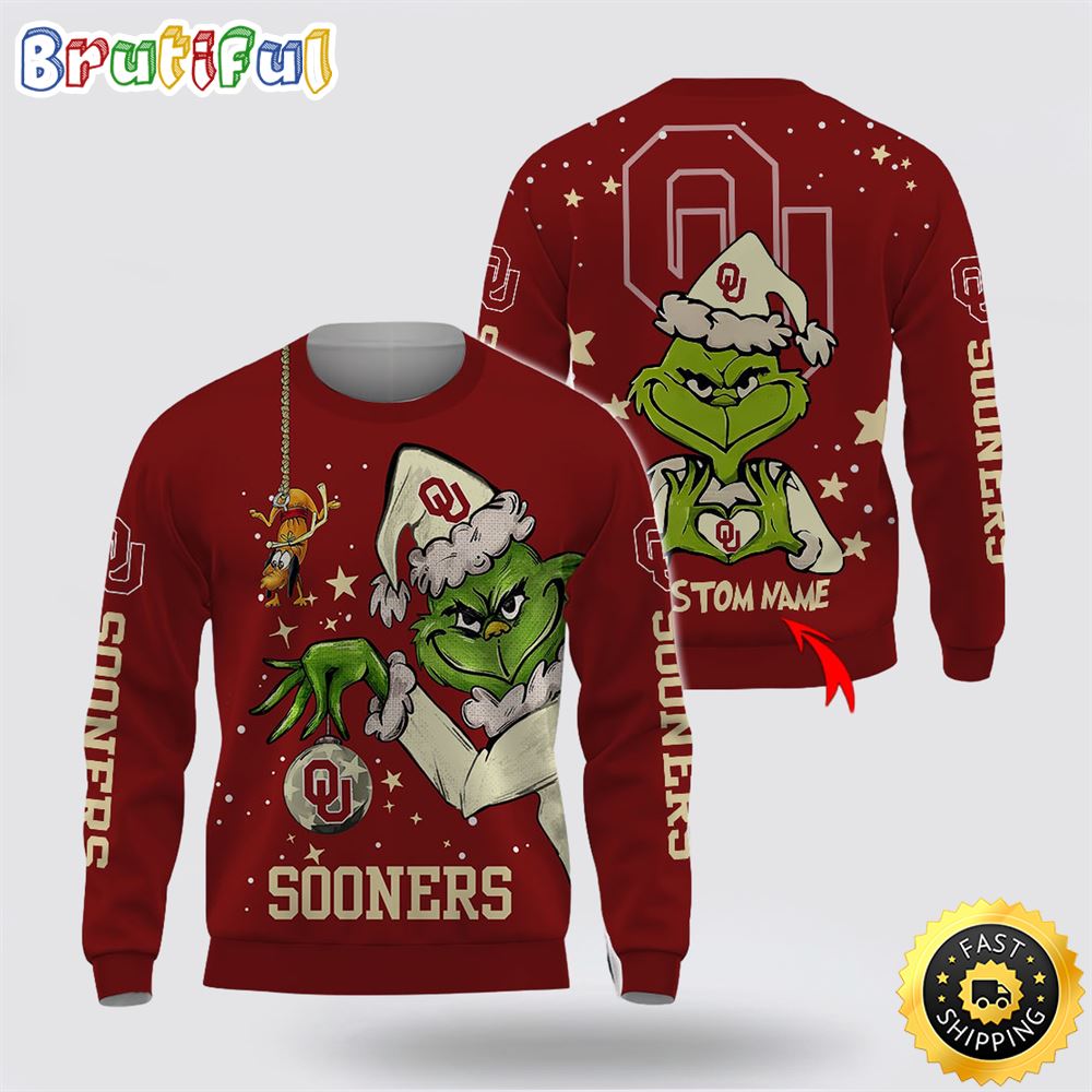 Custom Name NCAA Oklahoma Sooners Ugly Sweater Grinch Funny Christmas Football Sweater 1 ijpjxy.jpg