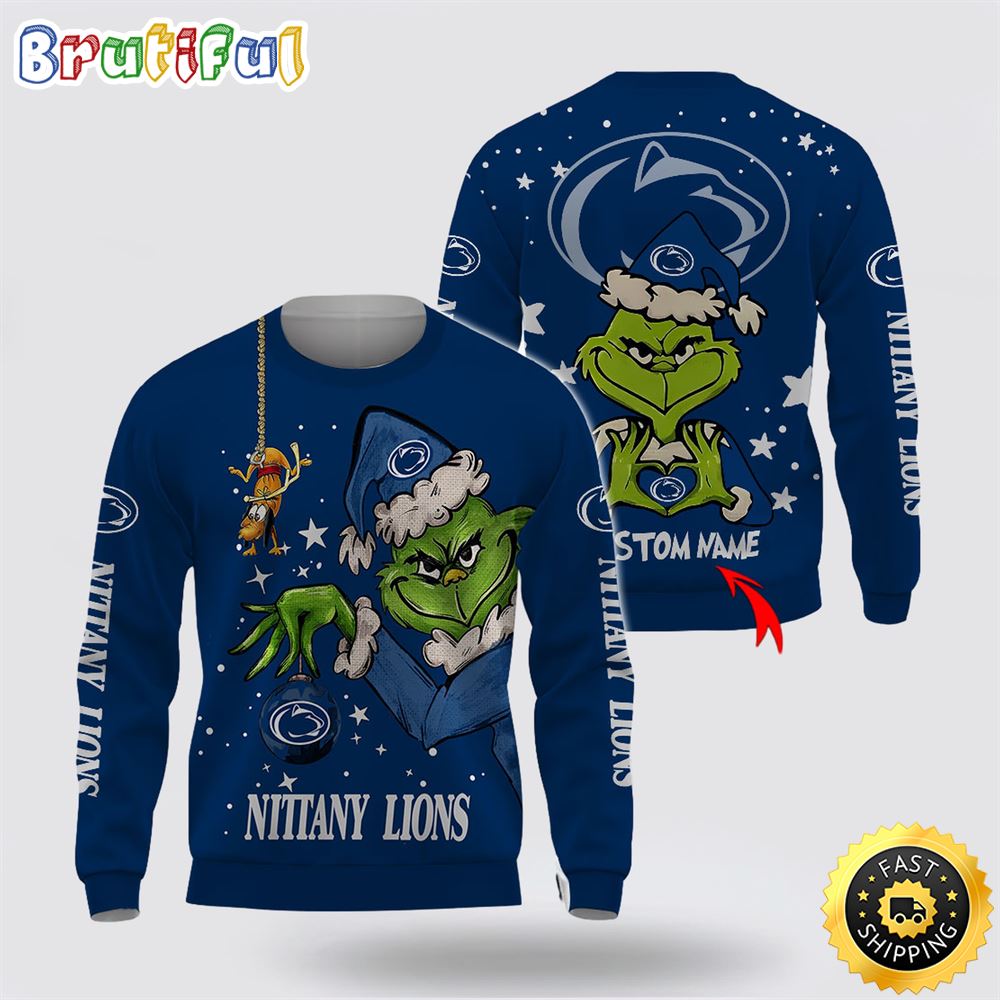 Custom Name NCAA Penn State Nittany Lions Ugly Sweater Grinch Funny Christmas Football Sweater 1 tudetl.jpg