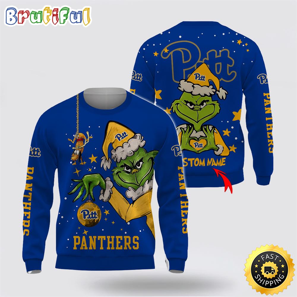 Custom Name NCAA Pittsburgh Panthers Ugly Sweater Grinch Funny Christmas Football Sweater 1 shiyez.jpg