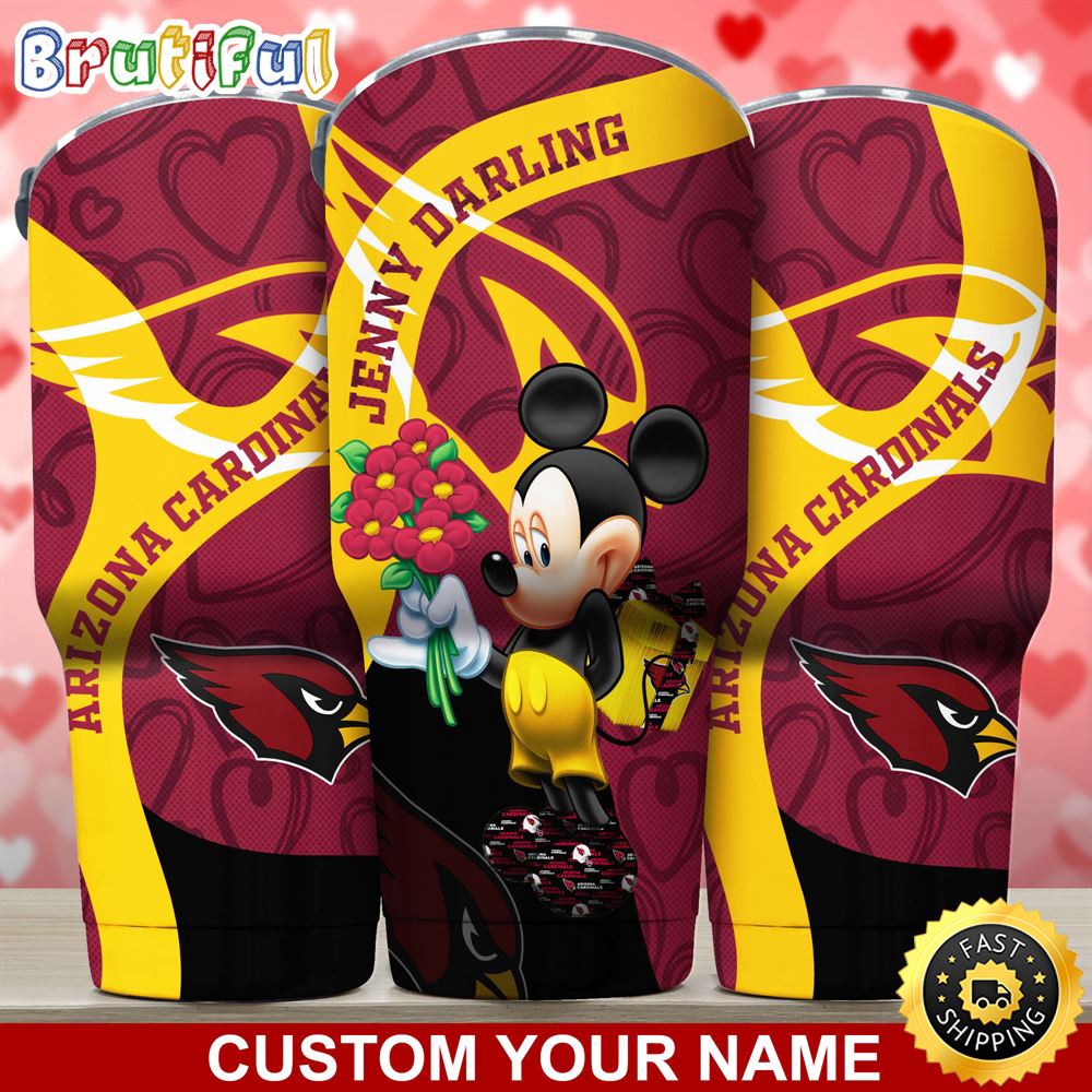 Custom Name NFL Arizona Cardinals Tumbler Nfl Mickey Mouse Tumbler For Your Darling This Valentine uggvyo.jpg