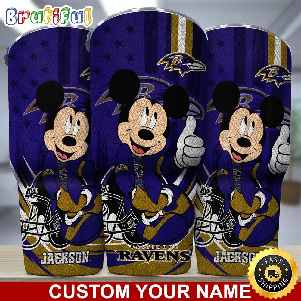 Custom Name NFL Baltimore Ravens Tumbler Mickey Mouse Tumbler For You rmj6uk.jpg