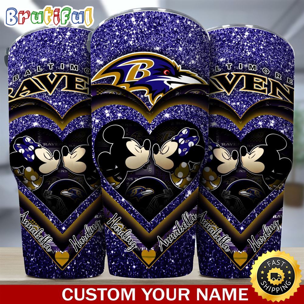 Custom Name NFL Baltimore Ravens Tumbler Mickey Tumbler For Couples This Valentine su3aah.jpg