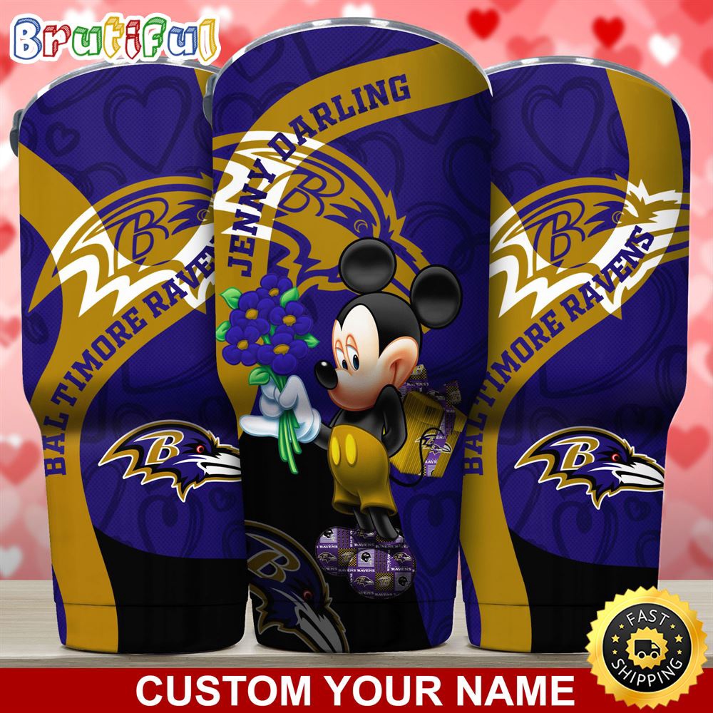 Custom Name NFL Baltimore Ravens Tumbler Nfl Mickey Mouse Tumbler For Your Darling This Valentine jmmv86.jpg