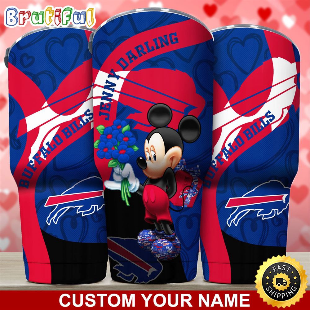 Custom Name NFL Buffalo Bills Tumbler Nfl Mickey Mouse Tumbler For Your Darling This Valentine isu77b.jpg