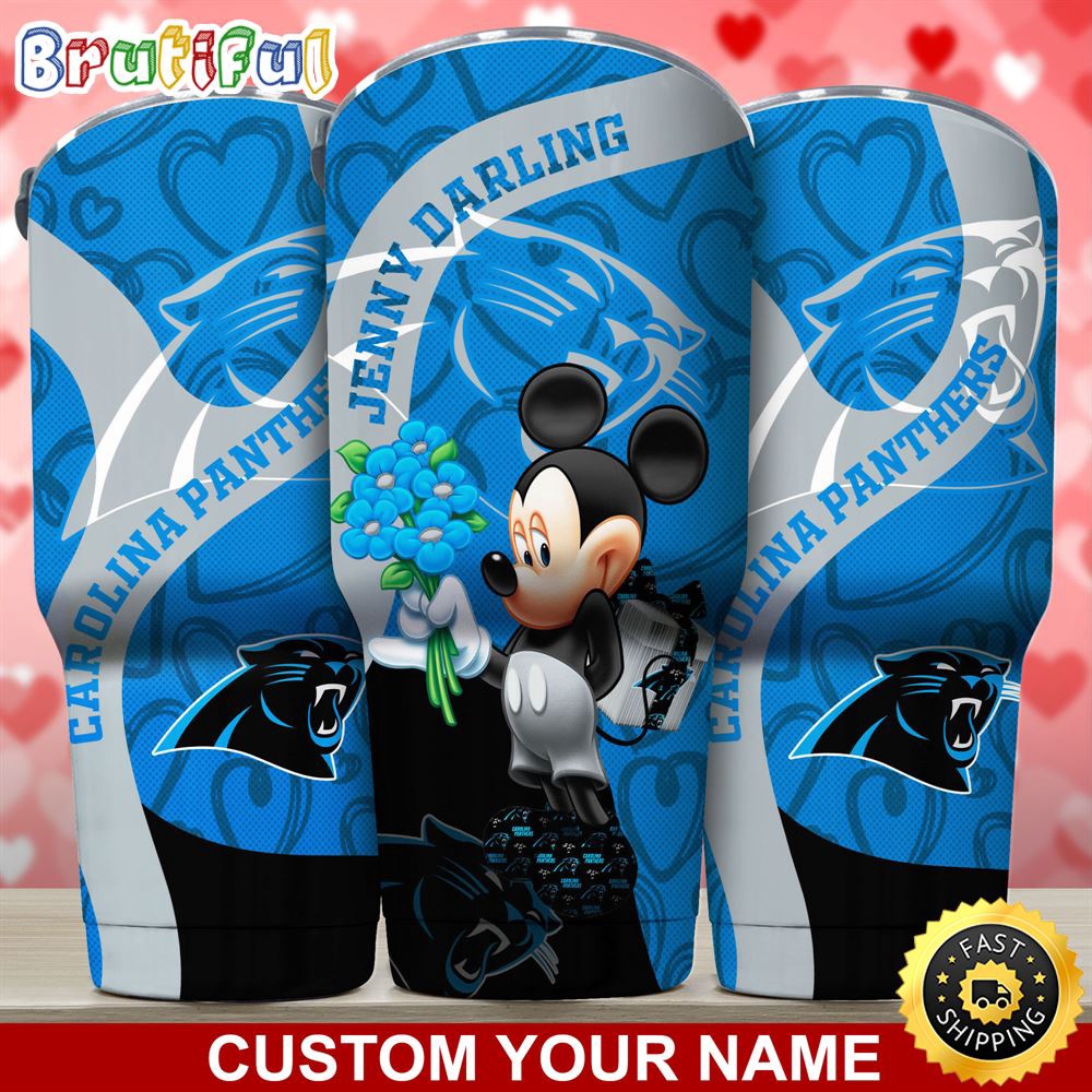 Custom Name NFL Carolina Panthers Tumbler Nfl Mickey Mouse Tumbler For Your Darling This Valentine u7eexu.jpg