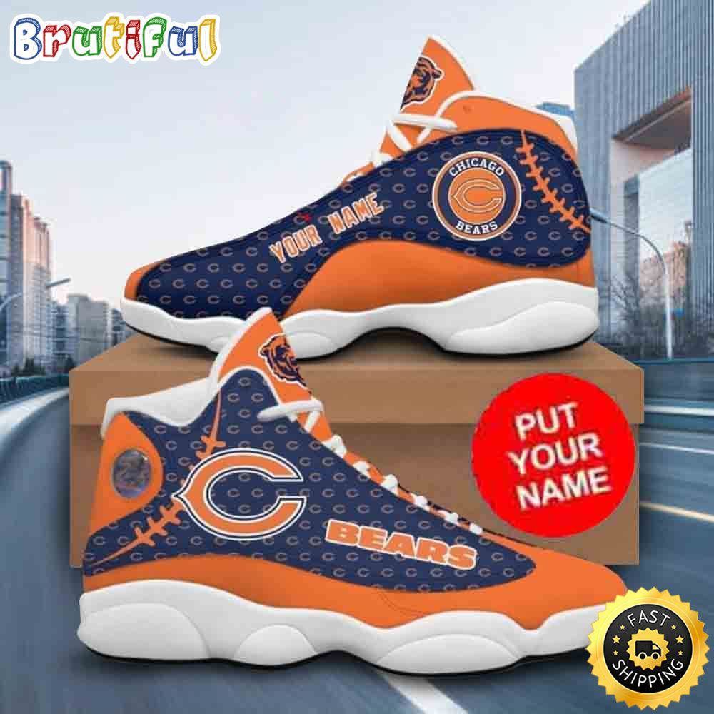 NFL Chicago Bears Logo Pattern Custom Name Air Jordan 13 Shoes