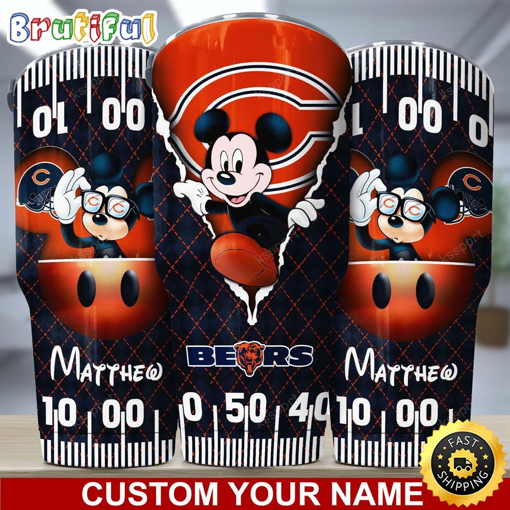 Custom Name NFL Chicago Bears Tumbler Mickey Mouse Art Tumbler Style upbyoz.jpg