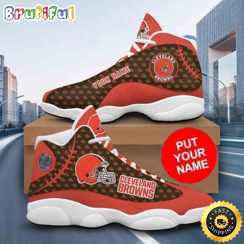 NFL Cleveland Browns Logo Design Custom Name Air Jordan 13 Shoes