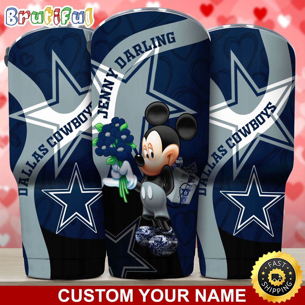 Custom Name NFL Dallas Cowboys Tumbler Nfl Mickey Mouse Tumbler For Your Darling This Valentine gndaqd.jpg