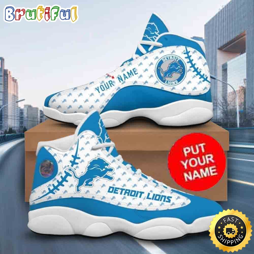 NFL Detroit Lions Custom Name Air Jordan 13 Shoes V4