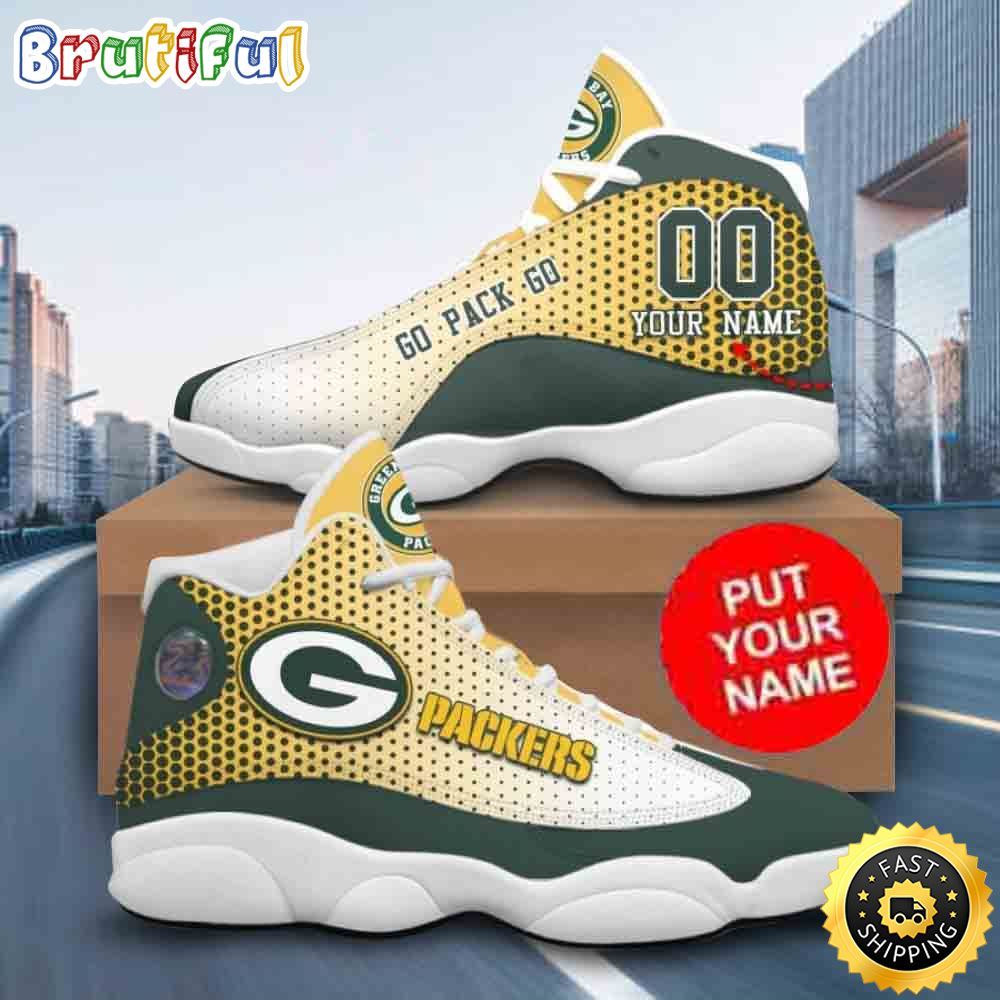 NFL Green Bay Packers Baseball Logo Custom Name Air Jordan 13 Shoes