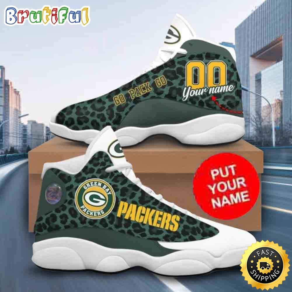 NFL Green Bay Packers Logo Design Custom Name Air Jordan 13 Shoes