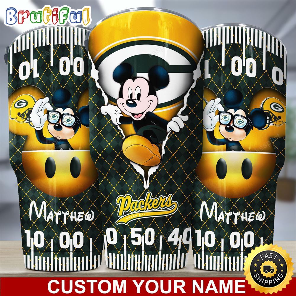 Custom Name NFL Green Bay Packers Tumbler Mickey Mouse Art Tumbler Style dim9fl.jpg