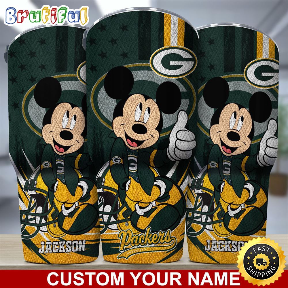 Custom Name NFL Green Bay Packers Tumbler Mickey Mouse Tumbler For You snyxgi.jpg