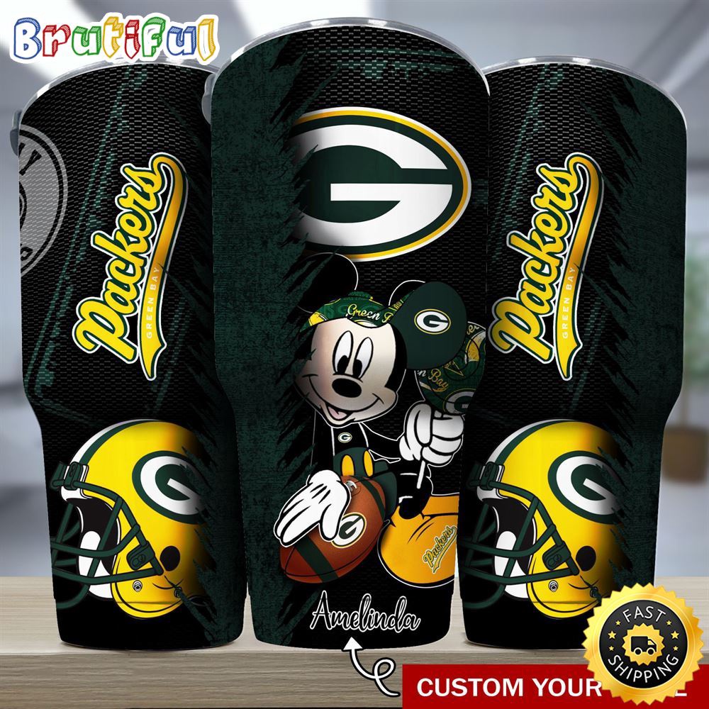 Custom Name NFL Green Bay Packers Tumbler Mickey Tumbler Art For Sports Fan v68zrp.jpg
