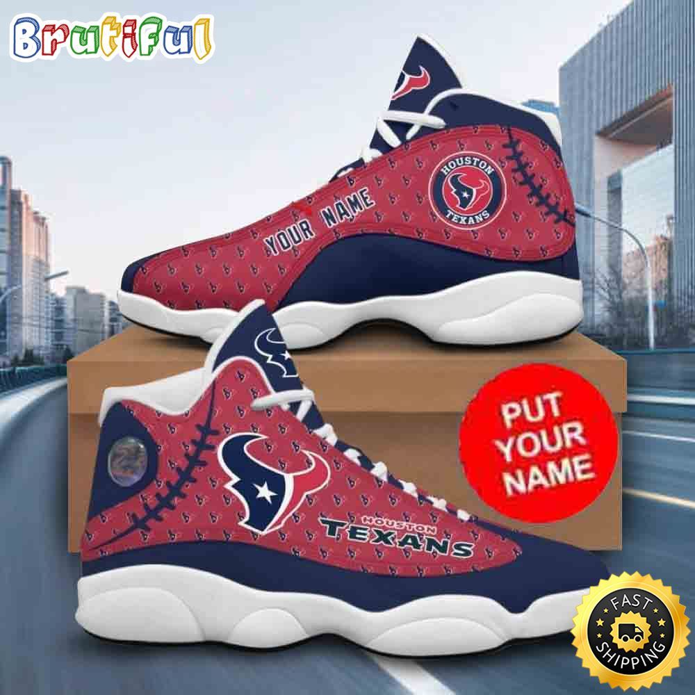 NFL Houston Texans Logo Pattern Custom Name Air Jordan 13 Shoes