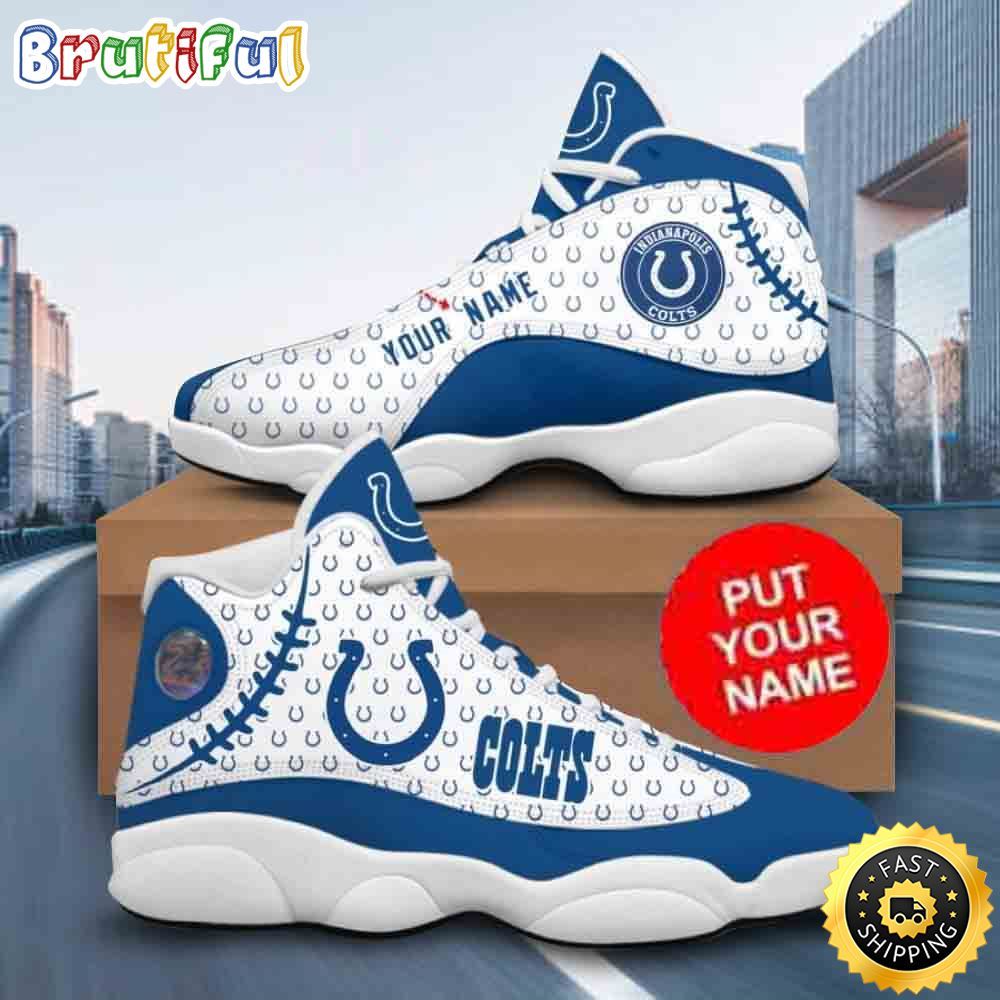 NFL Indianapolis Colts Logo Pattern Custom Name Air Jordan 13 Shoes