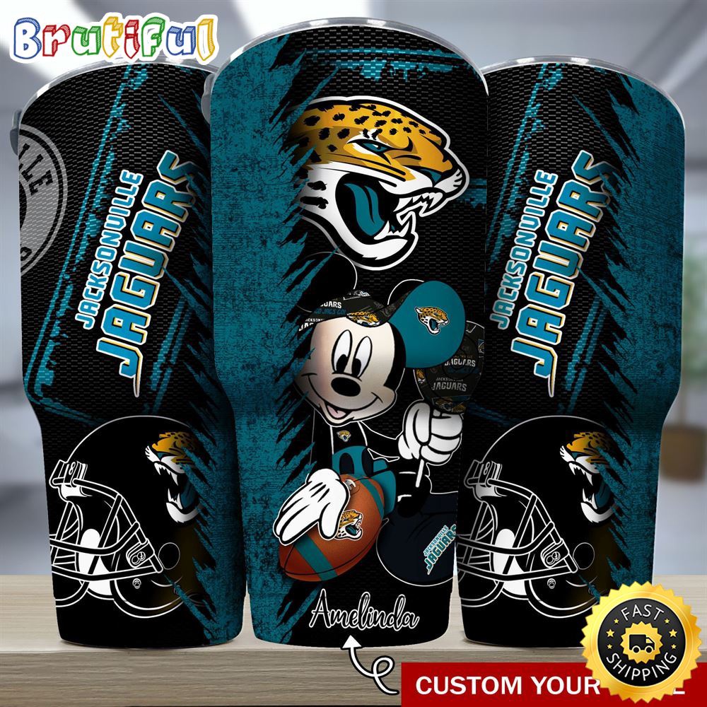 Custom Name NFL Jacksonville Jaguars Tumbler Mickey Tumbler Art For Sports Fan ccmgfg.jpg