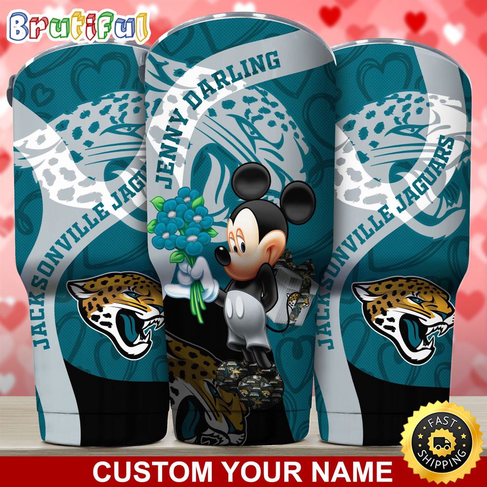Custom Name NFL Jacksonville Jaguars Tumbler Nfl Mickey Mouse Tumbler For Your Darling This Valentine koag52.jpg