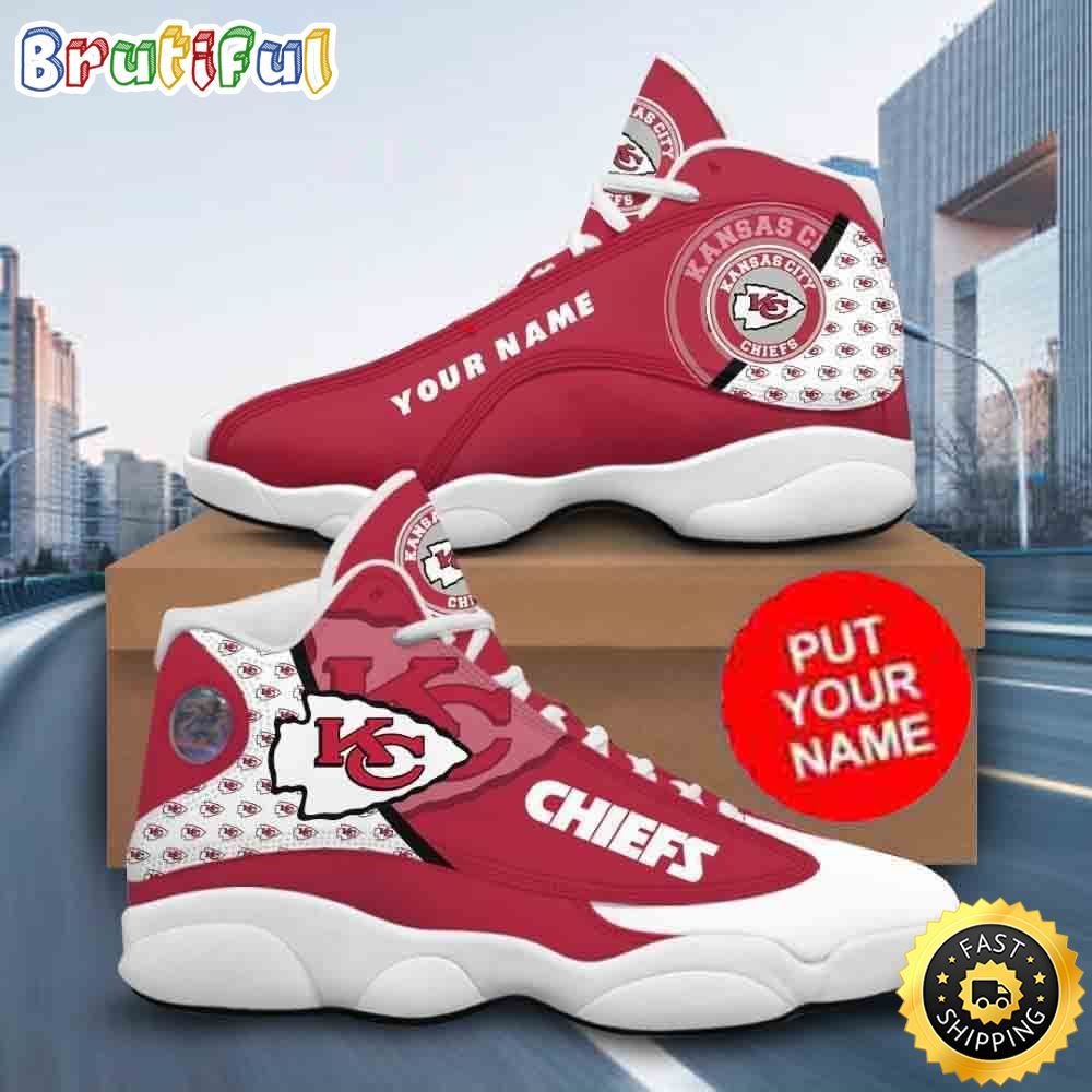 NFL Kansas City Chiefs Logo Pattern Custom Name Air Jordan 13 Shoes