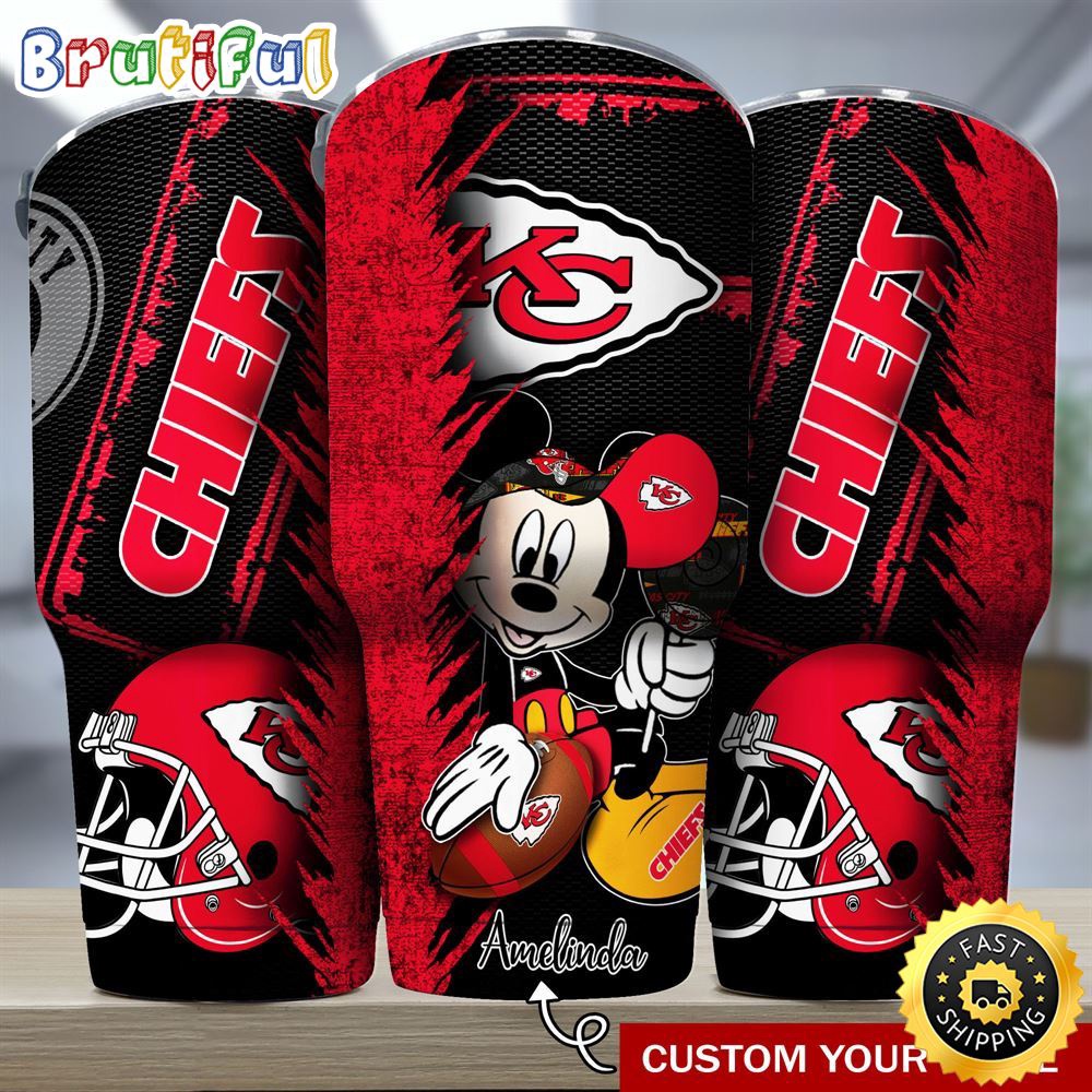 Custom Name NFL Kansas City Chiefs Tumbler Mickey Tumbler Art For Sports Fan dyi4lx.jpg