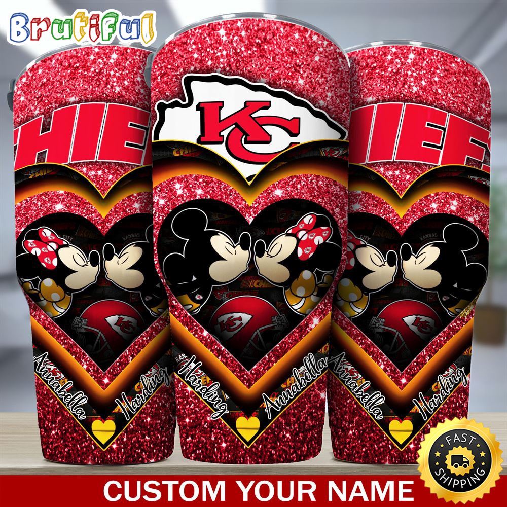 Custom Name NFL Kansas City Chiefs Tumbler Mickey Tumbler For Couples This Valentine gzibvu.jpg