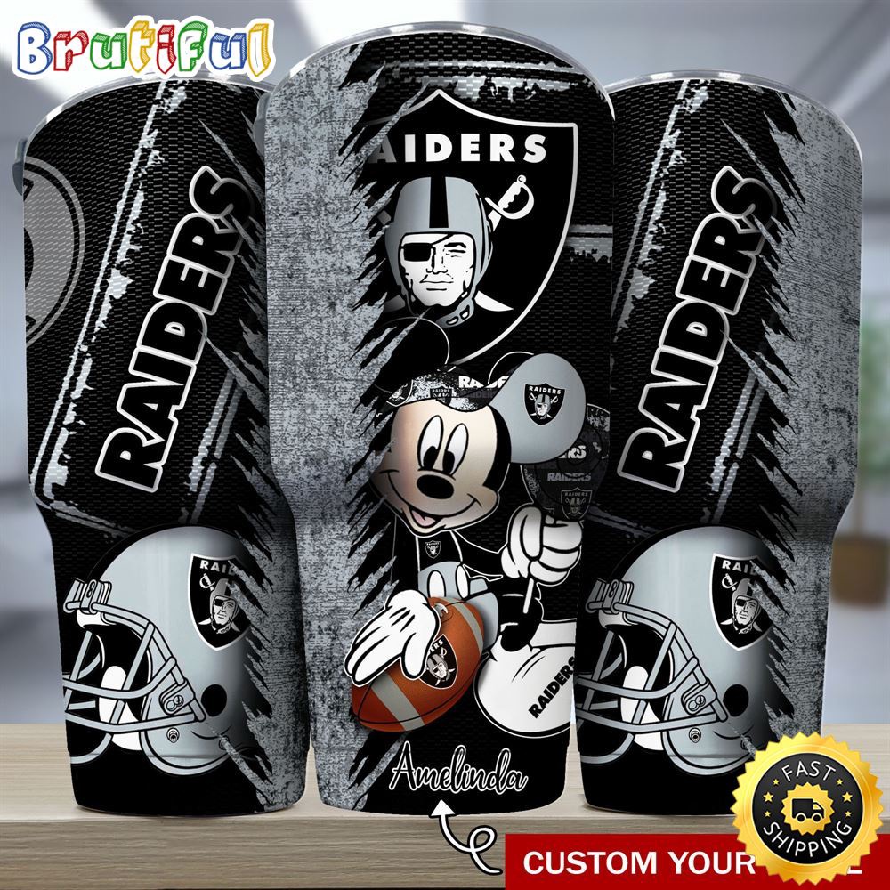 Custom Name NFL Las Vegas Raiders Tumbler Mickey Tumbler Art For Sports Fan q1bzsn.jpg