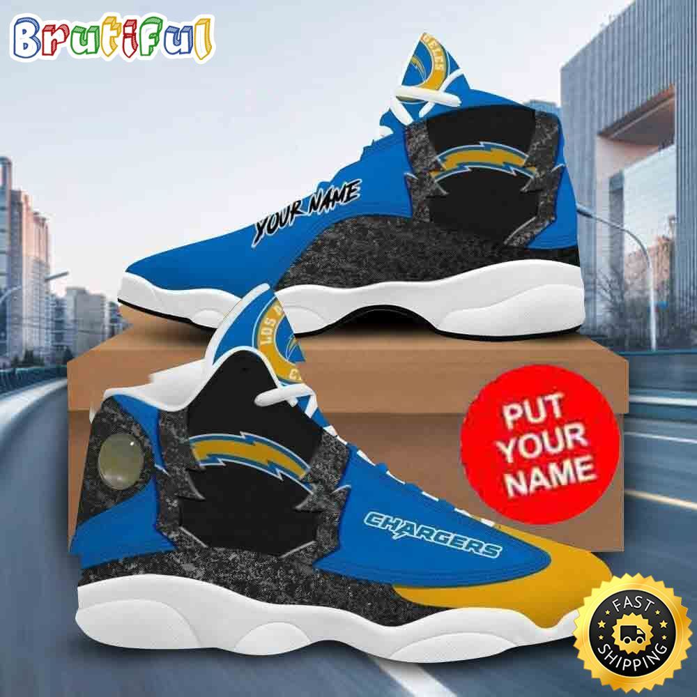 NFL Los Angeles Chargers Custom Name Powder Blue Gold Air Jordan 13 Shoes