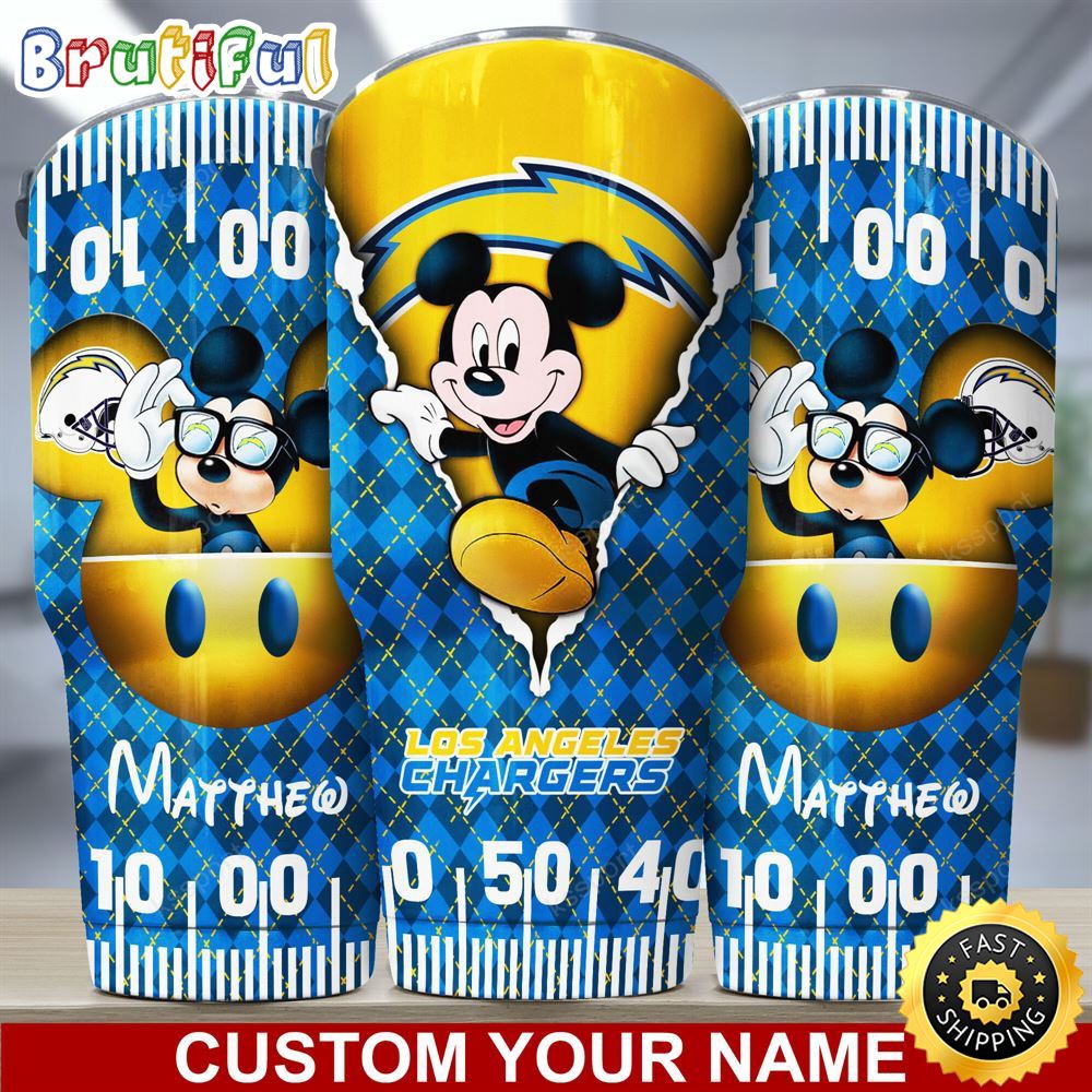 Custom Name NFL Los Angeles Chargers Tumbler Mickey Mouse Art Tumbler Style ndztcd.jpg