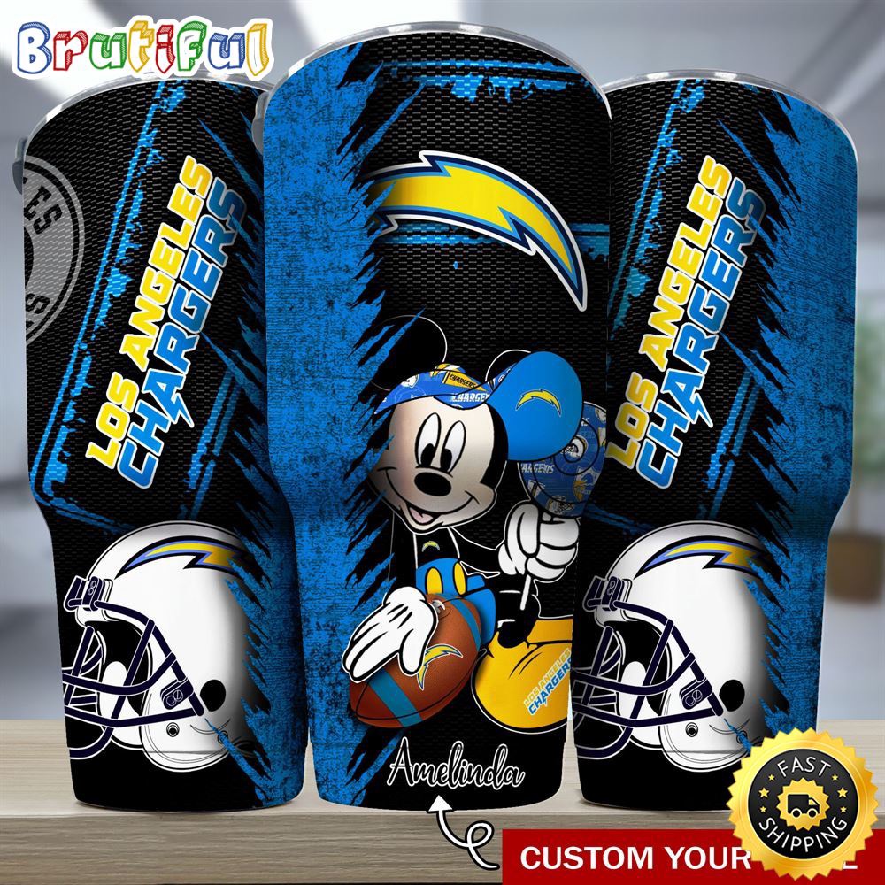 Custom Name NFL Los Angeles Chargers Tumbler Mickey Tumbler Art For Sports Fan spdgrc.jpg