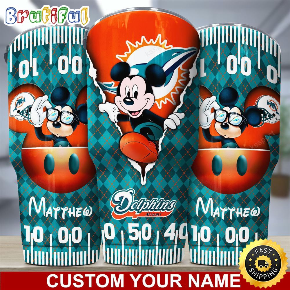Custom Name NFL Miami Dolphins Tumbler Mickey Mouse Art Tumbler Style r1rlww.jpg