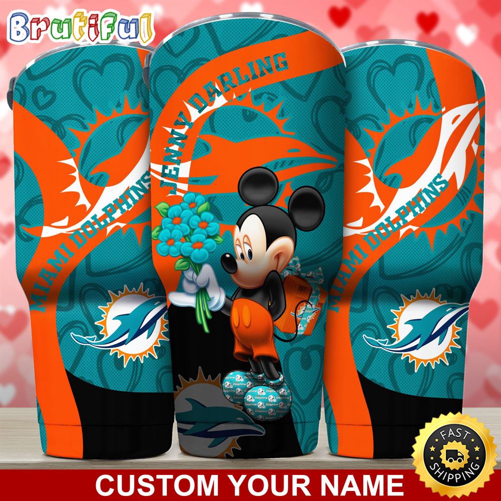 Custom Name NFL Miami Dolphins Tumbler Nfl Mickey Mouse Tumbler For Your Darling This Valentine bujvq0.jpg