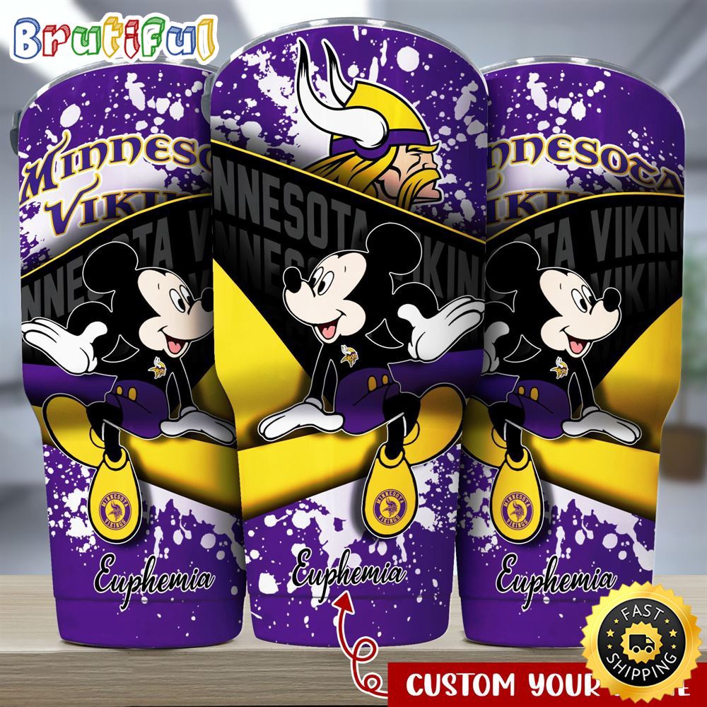 Custom Name NFL Minnesota Vikings Tumbler Mickey Mouse Tumbler Style u7eb47.jpg