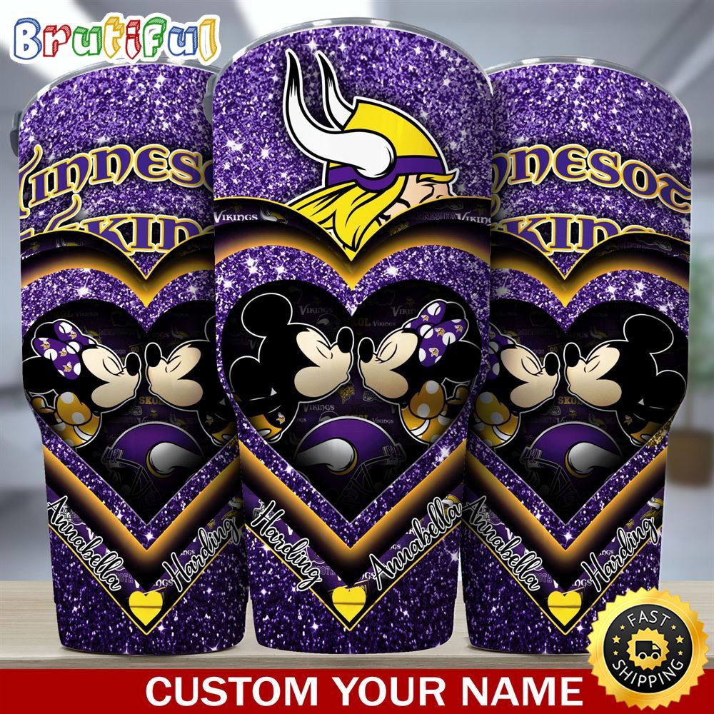 Custom Name NFL Minnesota Vikings Tumbler Mickey Tumbler For Couples This Valentine utwq4x.jpg