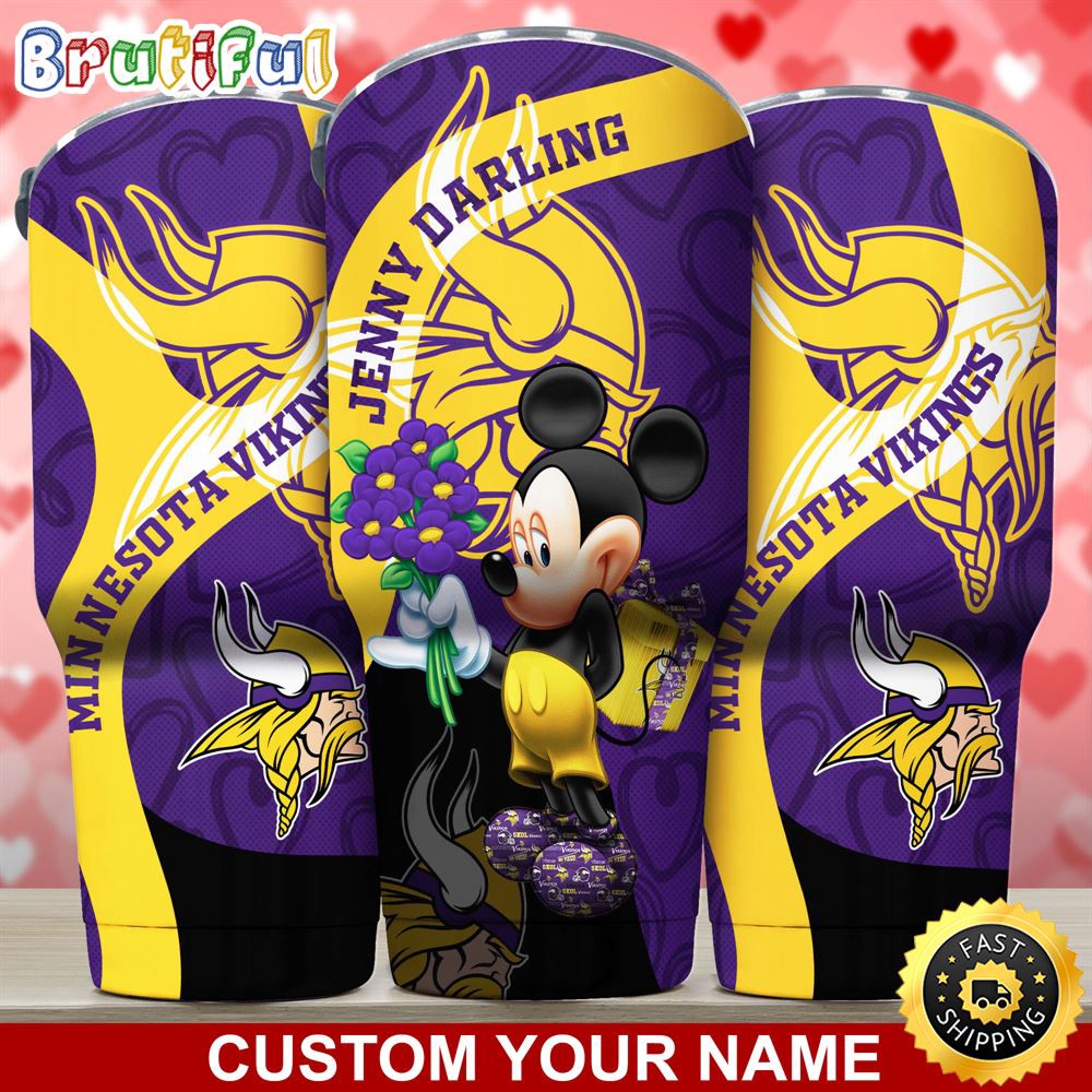 Custom Name NFL Minnesota Vikings Tumbler Nfl Mickey Mouse Tumbler For Your Darling This Valentine fbhjr0.jpg